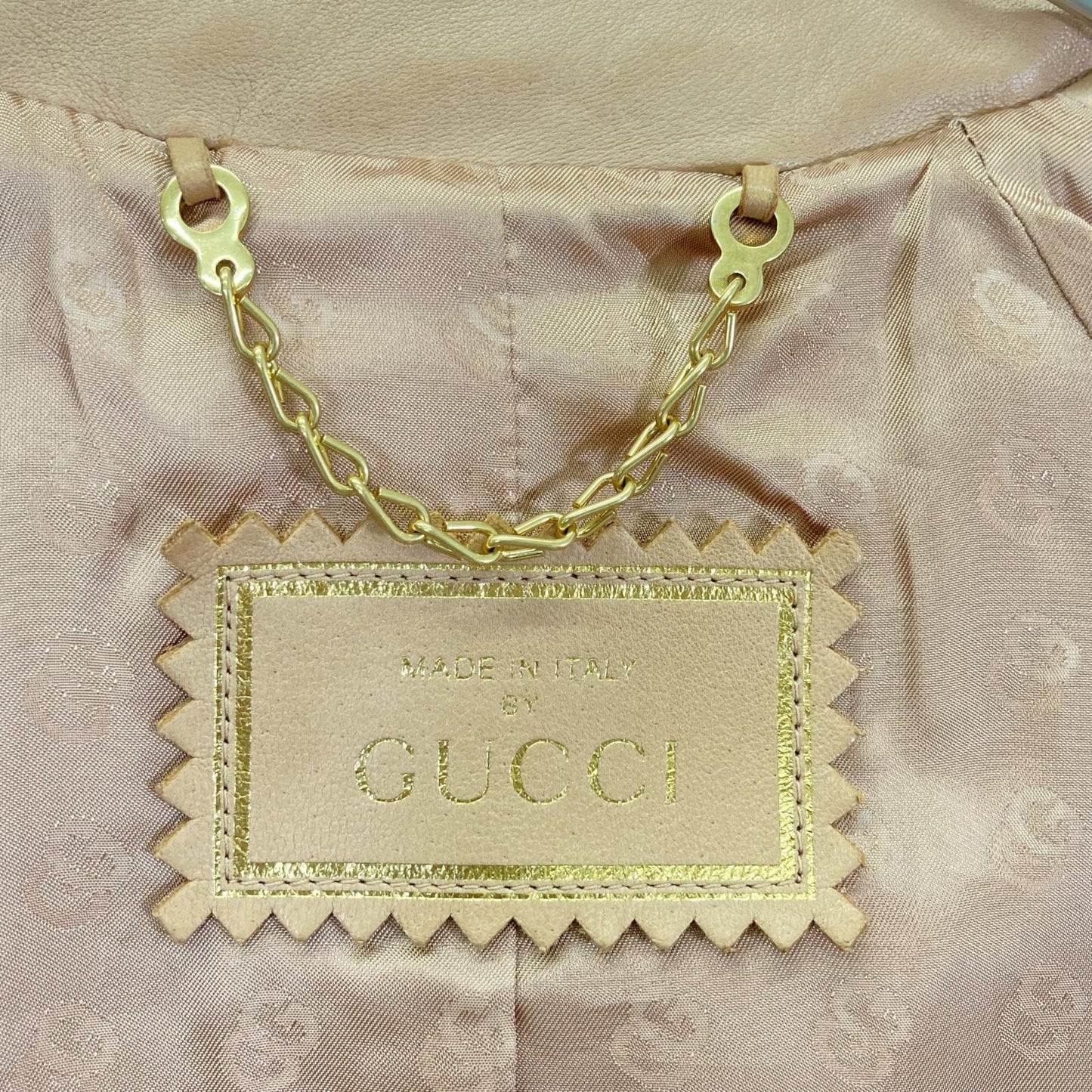GUCCI グッチ 765899 ベージュ ロゴボタン ラムレザー ジャケット ジャケット
