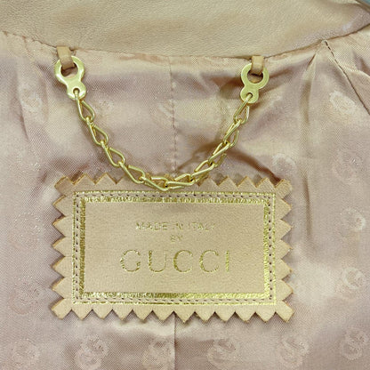 GUCCI グッチ 765899 ベージュ ロゴボタン ラムレザー ジャケット ジャケット