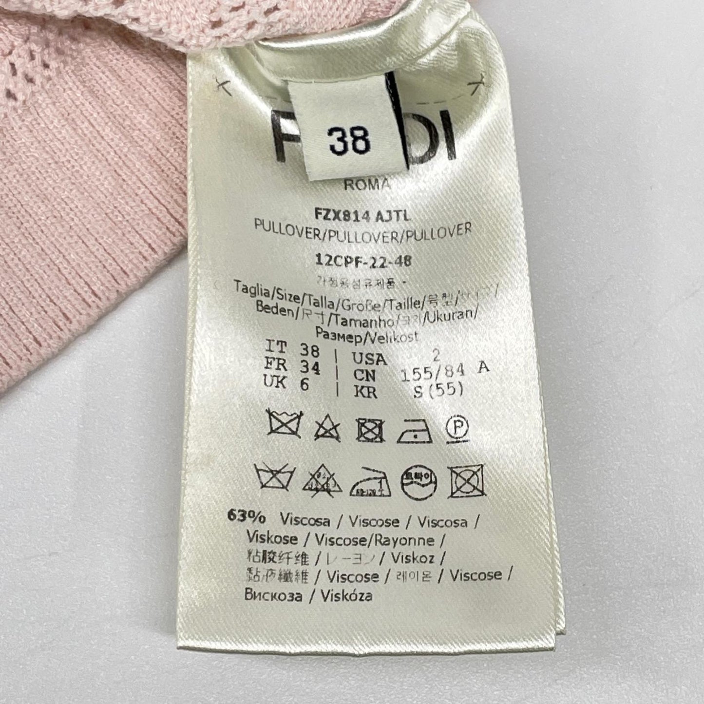 FENDI フェンディ FZX814 AJTL ピンク ズッカ柄 半袖ニット トップス