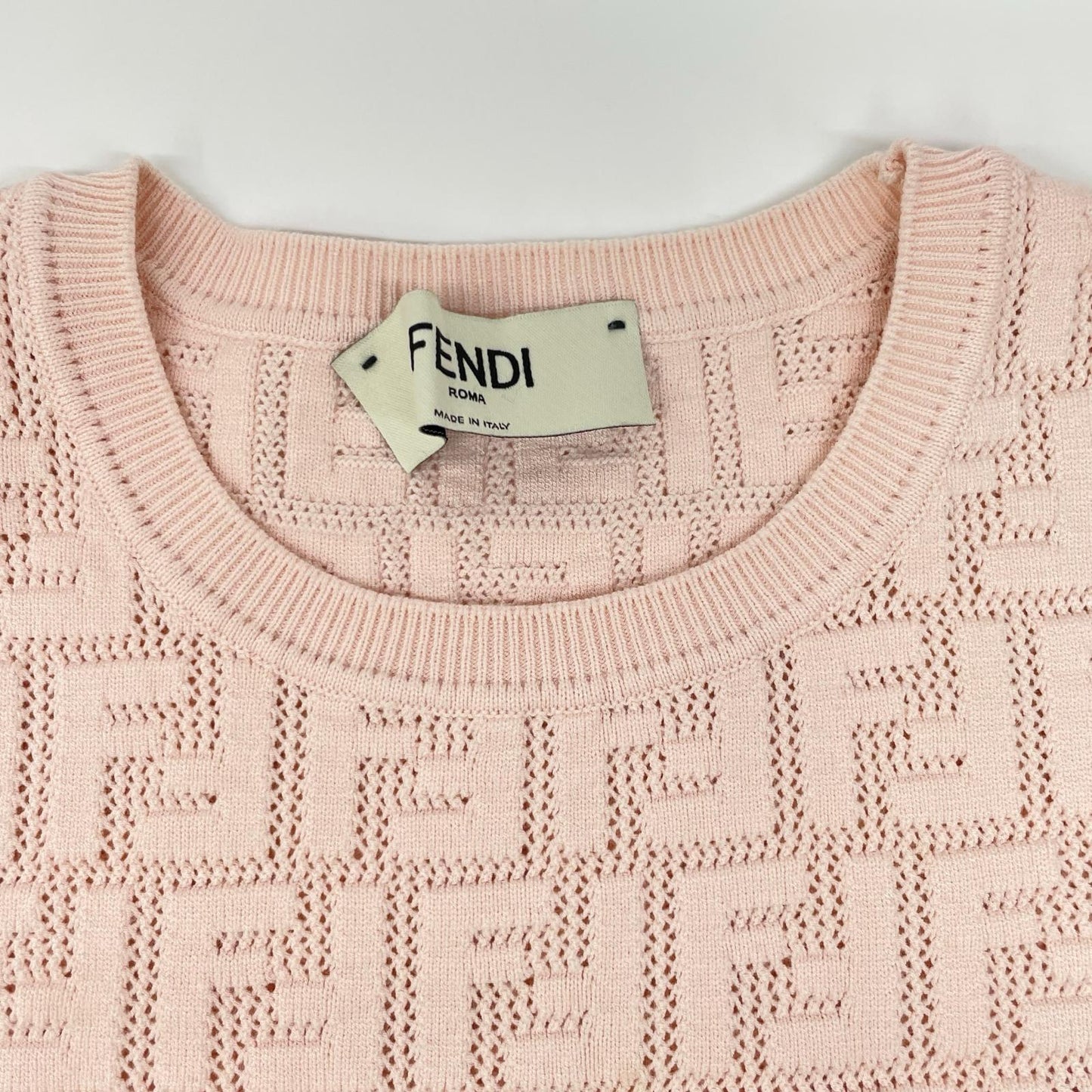 FENDI フェンディ FZX814 AJTL ピンク ズッカ柄 半袖ニット トップス