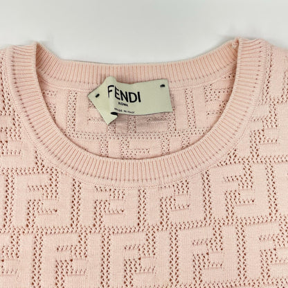 FENDI フェンディ FZX814 AJTL ピンク ズッカ柄 半袖ニット トップス