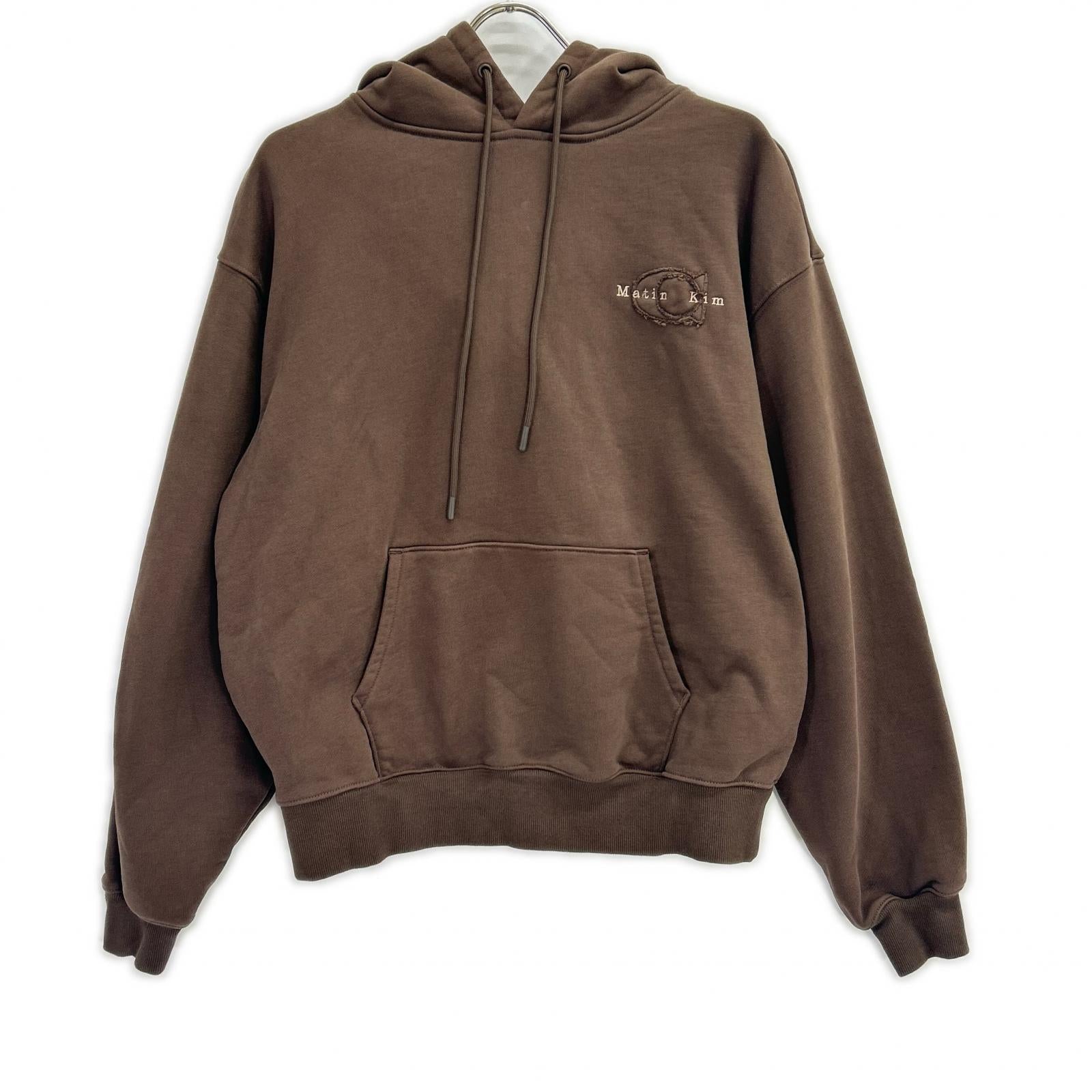 COACH コーチ ×Matin Kim ブラウン コットン エンブロイダード オーバーサイズド フーディー トップス