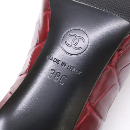 CHANEL シャネル G47181 26SS クロコダイルエンボス×パテント ヒールパンプス シューズ