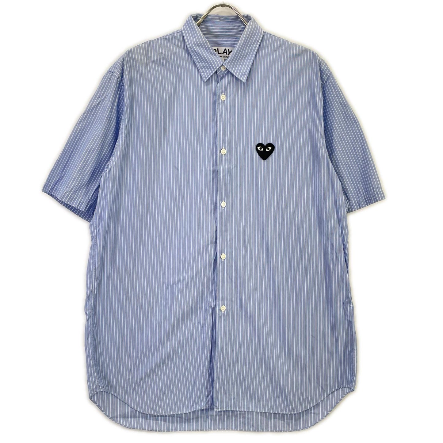 PLAYCOMMEdesGARCONS プレイコムデギャルソン AZ-B022 ブルー ストライプ 半袖シャツ トップス