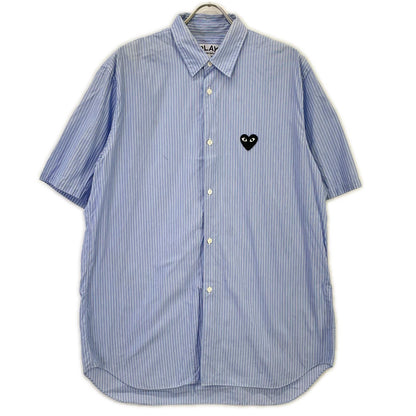 PLAYCOMMEdesGARCONS プレイコムデギャルソン AZ-B022 ブルー ストライプ 半袖シャツ トップス