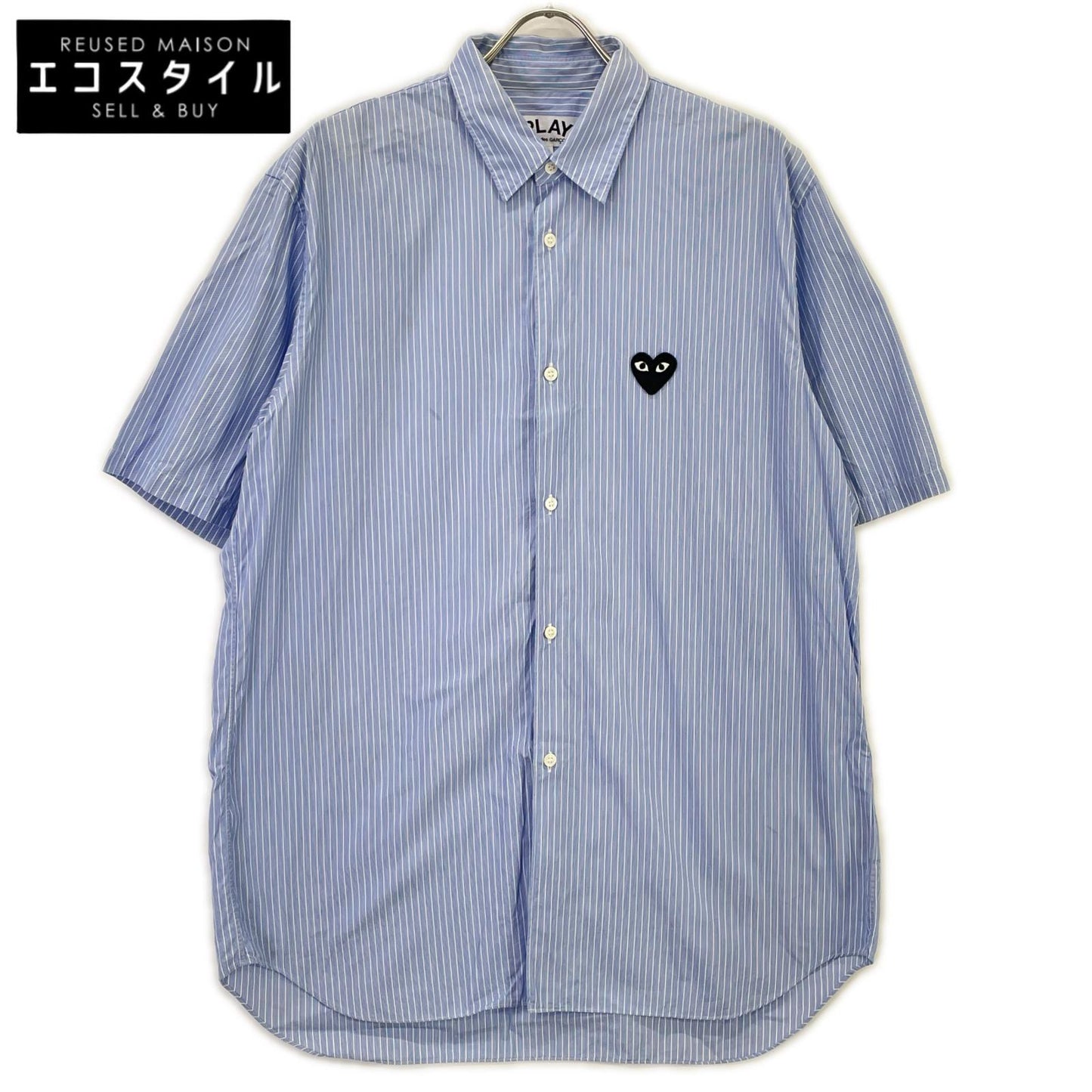 PLAYCOMMEdesGARCONS プレイコムデギャルソン AZ-B022 ブルー ストライプ 半袖シャツ トップス