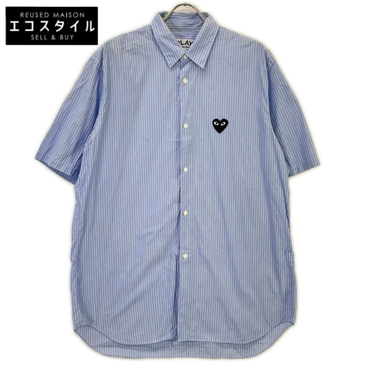 PLAYCOMMEdesGARCONS プレイコムデギャルソン AZ-B022 ブルー ストライプ 半袖シャツ トップス