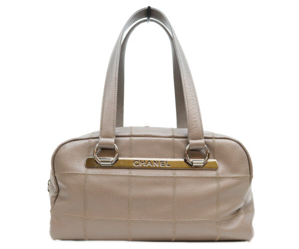 CHANEL シャネル A26135 9番台 グレー キャビアスキン チョコバー ミニボストンバッグ ボストンバッグ