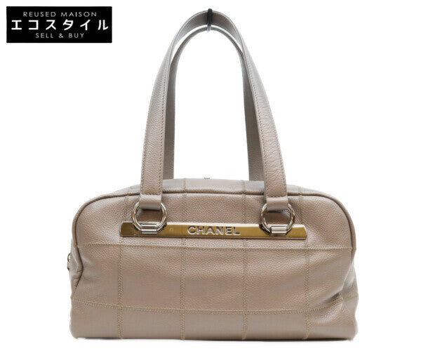 CHANEL シャネル A26135 9番台 グレー キャビアスキン チョコバー ミニボストンバッグ ボストンバッグ