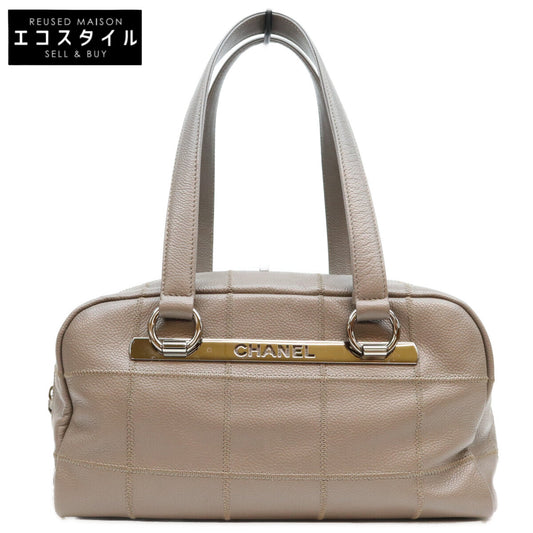 CHANEL シャネル A26135 9番台 グレー キャビアスキン チョコバー ミニボストンバッグ ボストンバッグ