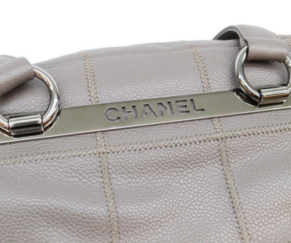 CHANEL シャネル A26135 9番台 グレー キャビアスキン チョコバー ミニボストンバッグ ボストンバッグ