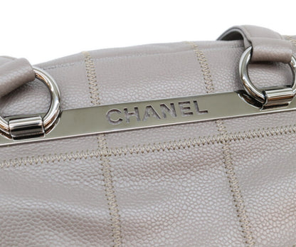 CHANEL シャネル A26135 9番台 グレー キャビアスキン チョコバー ミニボストンバッグ ボストンバッグ