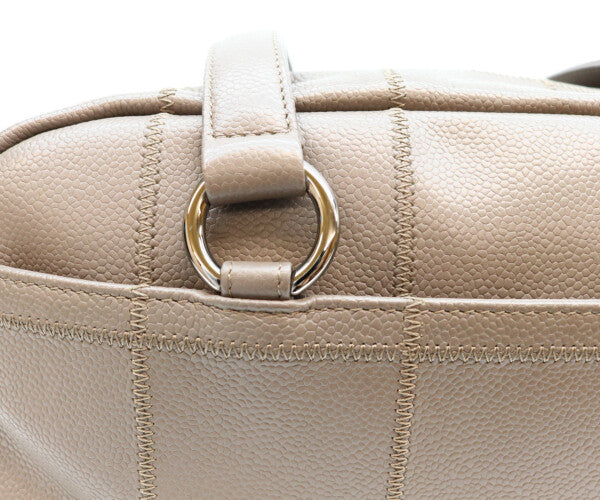 CHANEL シャネル A26135 9番台 グレー キャビアスキン チョコバー ミニボストンバッグ ボストンバッグ