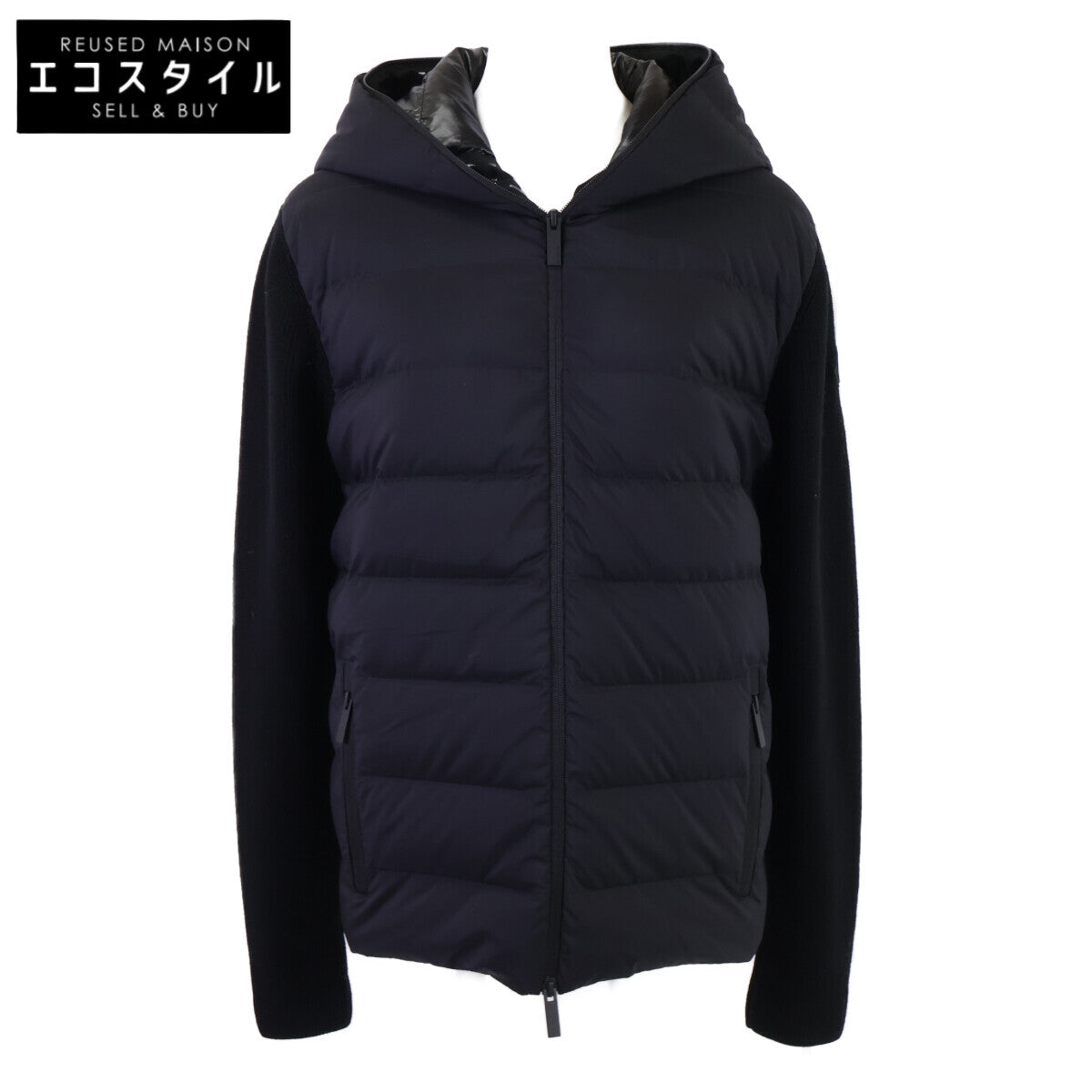 MONCLER Moncler Excellent condition CARDIGAN TRICOT down jacket with hood-logo knit panels