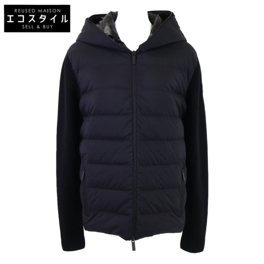 MONCLER モンクレール 美品 CARDIGAN TRICOT フードロゴ ニット切替 ダウンジャケット ジャケット