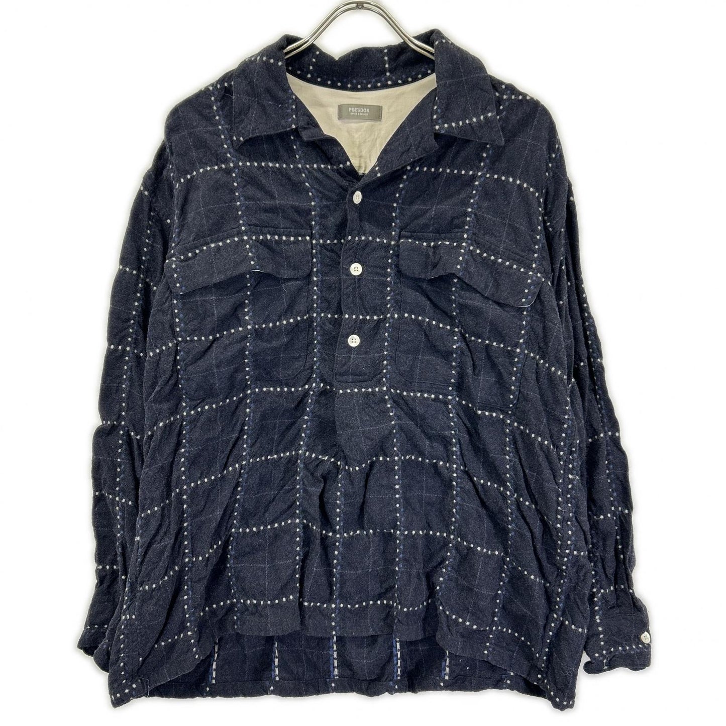 PSEUDOS シュードス 222PSE005 ネイビー OC PULLOVER SHIRT シャツ トップス