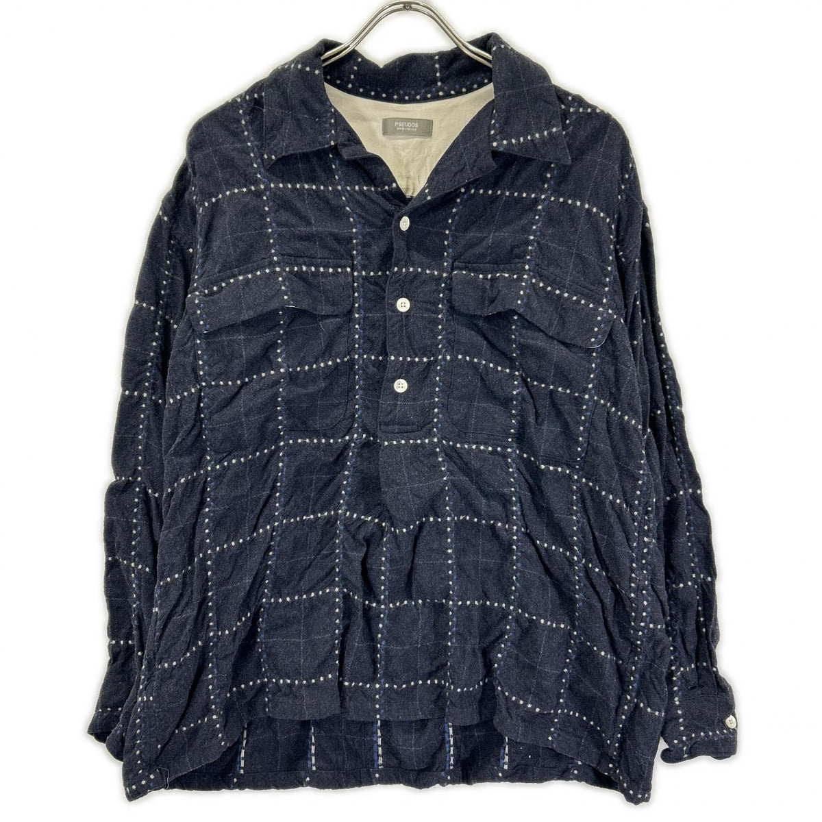 PSEUDOS シュードス 222PSE005 ネイビー OC PULLOVER SHIRT シャツ トップス