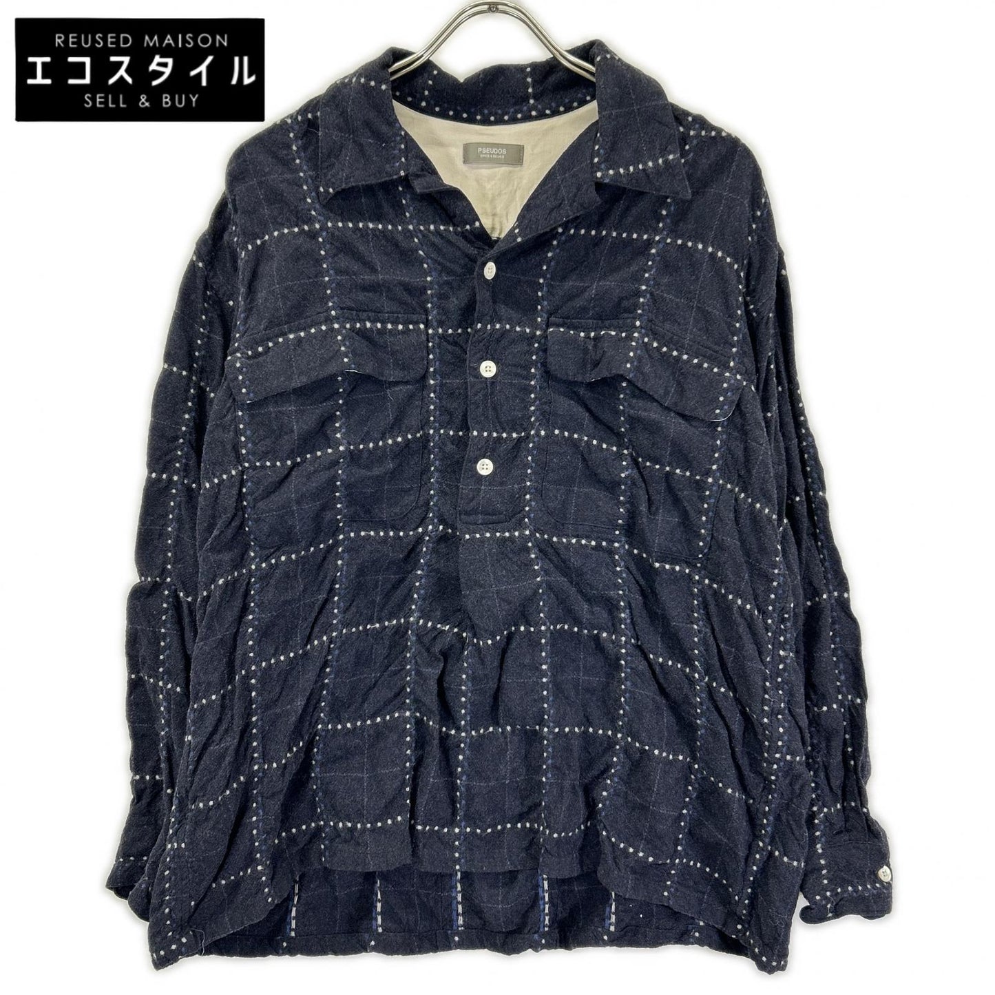 PSEUDOS シュードス 222PSE005 ネイビー OC PULLOVER SHIRT シャツ トップス