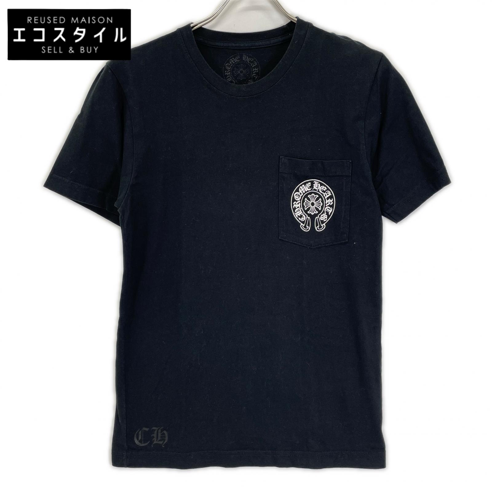 Chrome hearts クロムハーツ ブラック ホースシュープリント 半袖Tシャツ トップス
