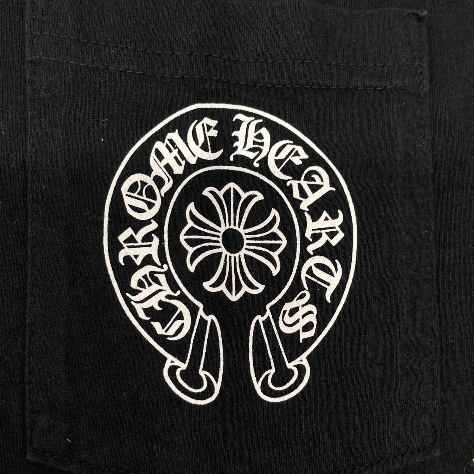 Chrome hearts クロムハーツ ブラック ホースシュープリント 半袖Tシャツ トップス