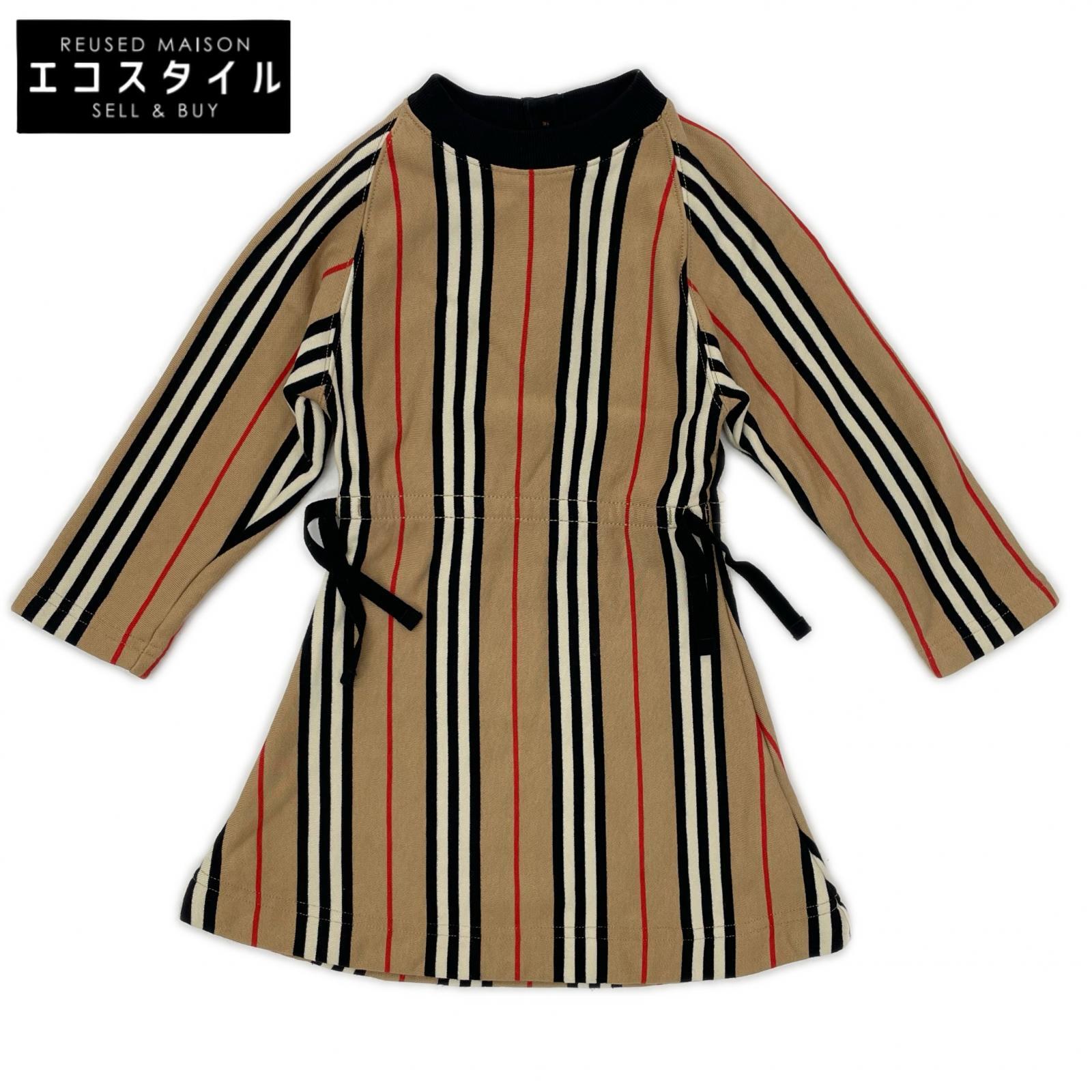 BURBERRY バーバリー 8022668 ブラウン ストライプ 長袖 ワンピース ワンピース