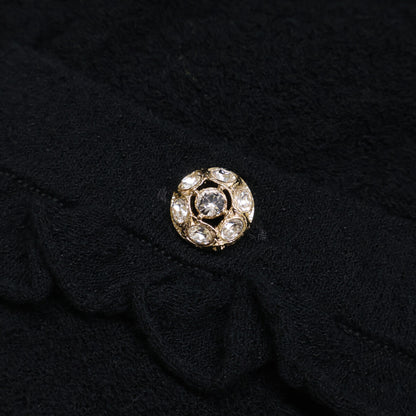 CHANEL シャネル 【美品/国内正規】25A P80079K11542 プレタポルテコレクション ラインストーンボタン フリルカーディガン トップス