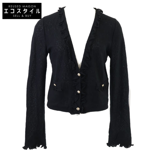 CHANEL シャネル 【美品/国内正規】25A P80079K11542 プレタポルテコレクション ラインストーンボタン フリルカーディガン トップス
