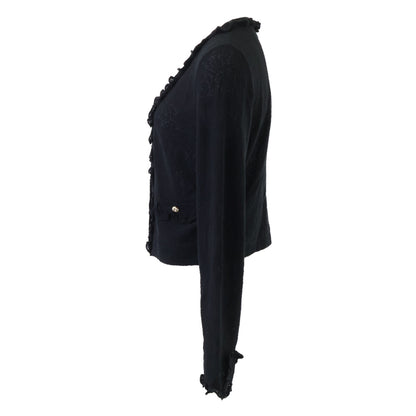 CHANEL シャネル 【美品/国内正規】25A P80079K11542 プレタポルテコレクション ラインストーンボタン フリルカーディガン トップス