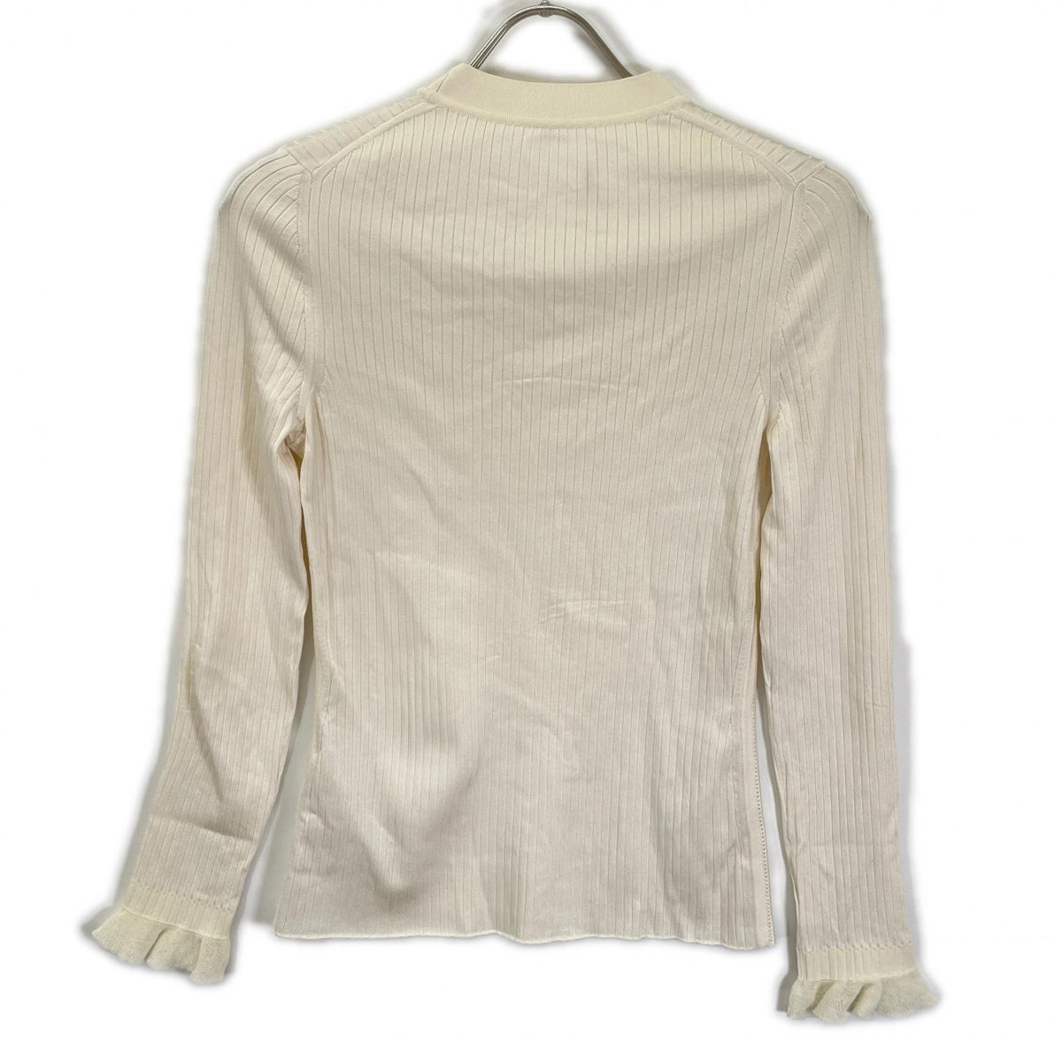 HERMES 2H2654DM 22AW Ivory Silk-Rib Pullover Knit Top