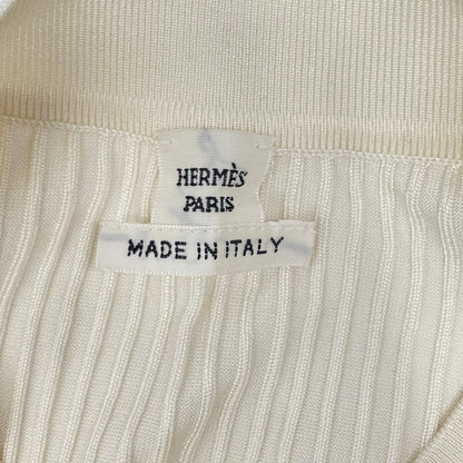HERMES 2H2654DM 22AW Ivory Silk-Rib Pullover Knit Top