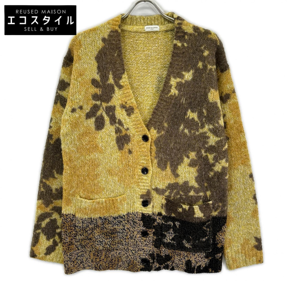 DRIES VAN NOTEN ドリスヴァンノッテン 23AW イエロー アルパカ×メリノウール フロール カーディガン トップス