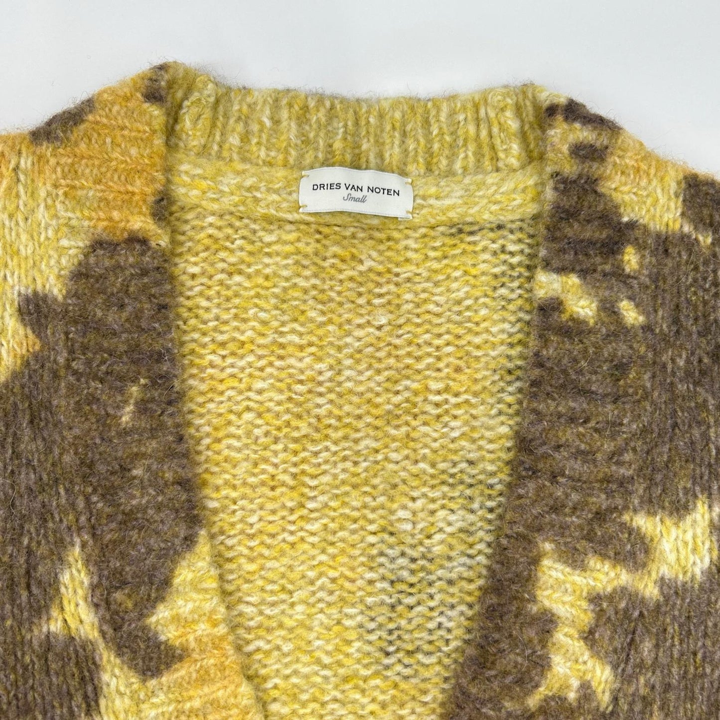 DRIES VAN NOTEN ドリスヴァンノッテン 23AW イエロー アルパカ×メリノウール フロール カーディガン トップス