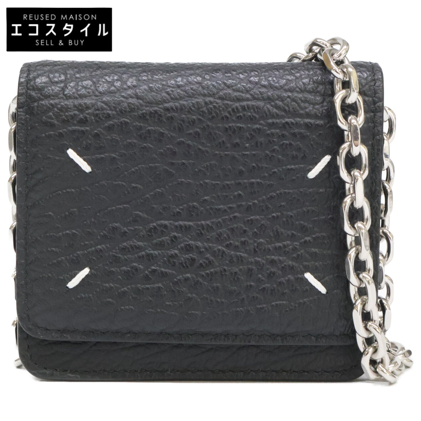 Maison margiela メゾンマルジェラ 11【美品】SA3UI0009 4ステッチ スモール チェーンウォレット 二つ折り財布（小銭入れあり）