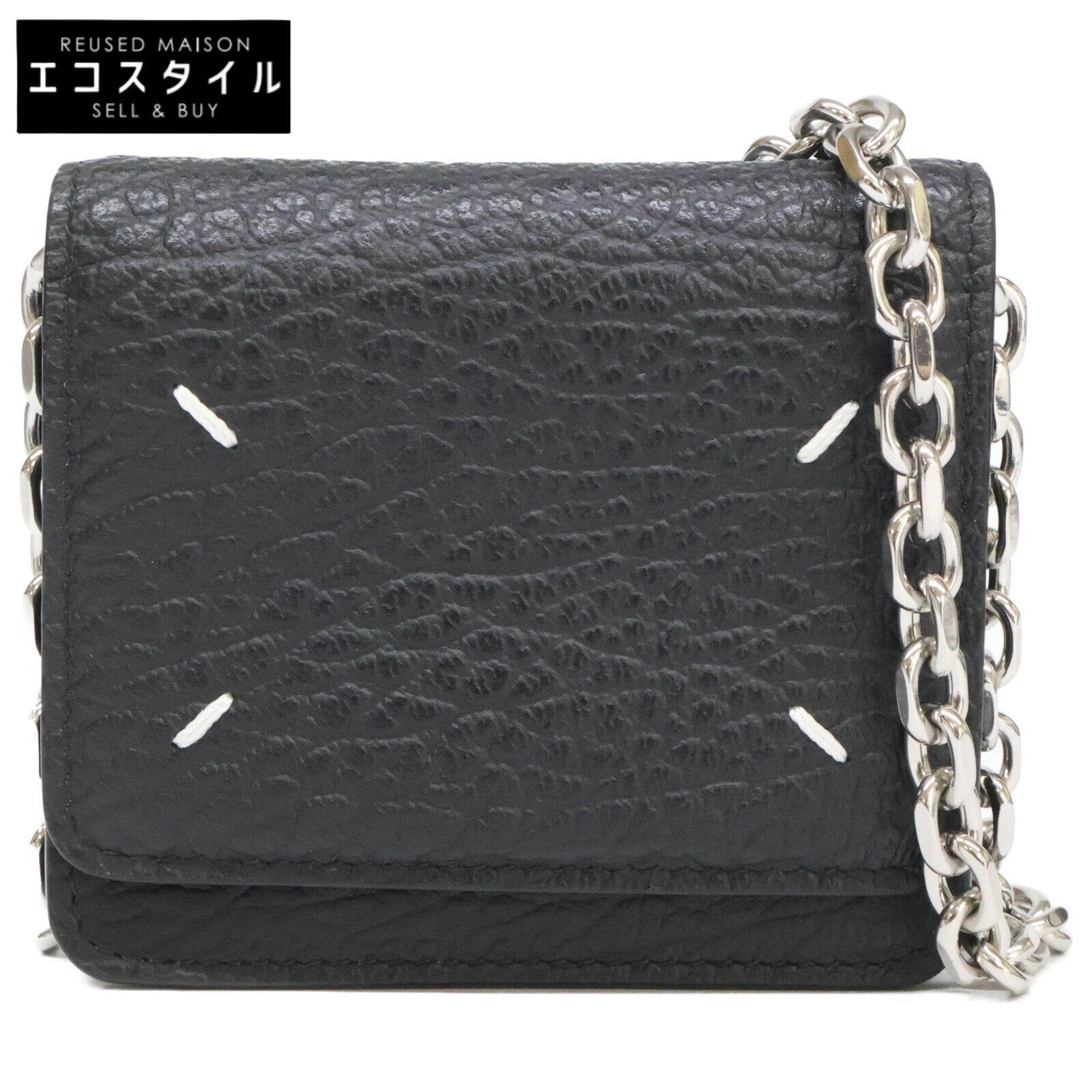 Maison margiela メゾンマルジェラ 11【美品】SA3UI0009 4ステッチ スモール チェーンウォレット 二つ折り財布（小銭入れあり）