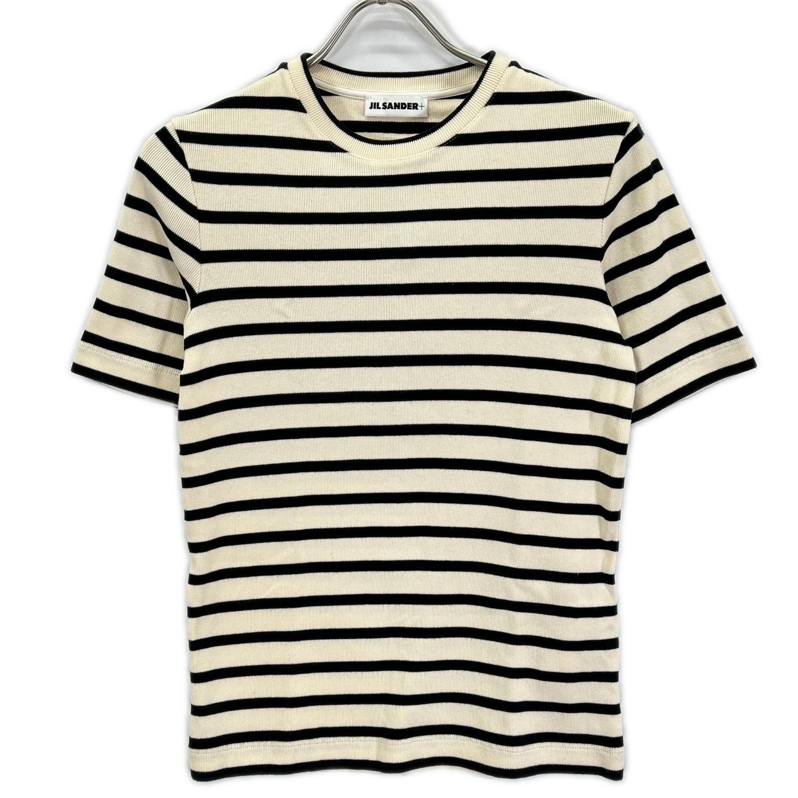 JIL SANDER+ ジルサンダープラス J04GC0111 ベージュ×ブラック ボーダー ニット トップス