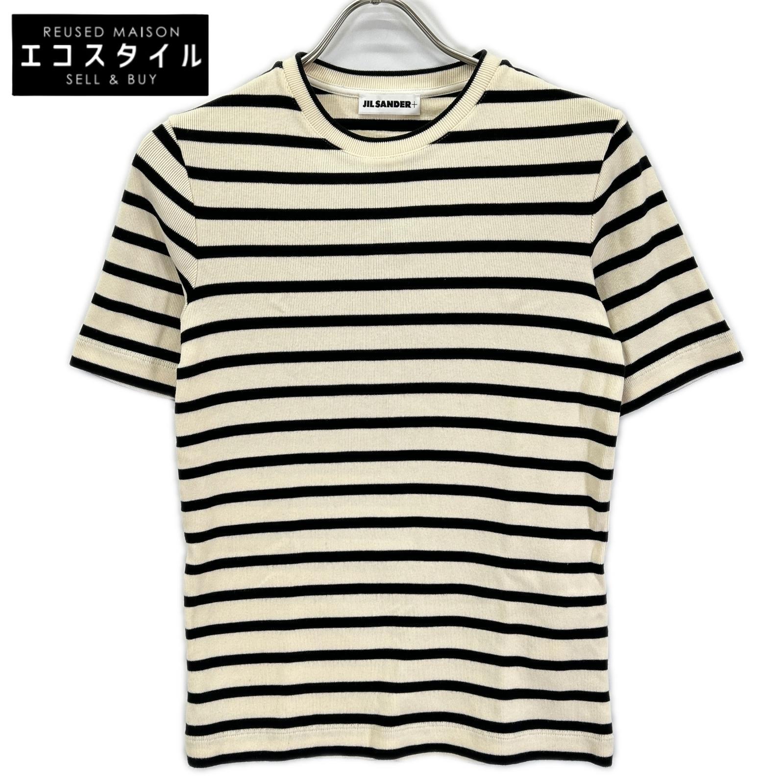 JIL SANDER+ ジルサンダープラス J04GC0111 ベージュ×ブラック ボーダー ニット トップス