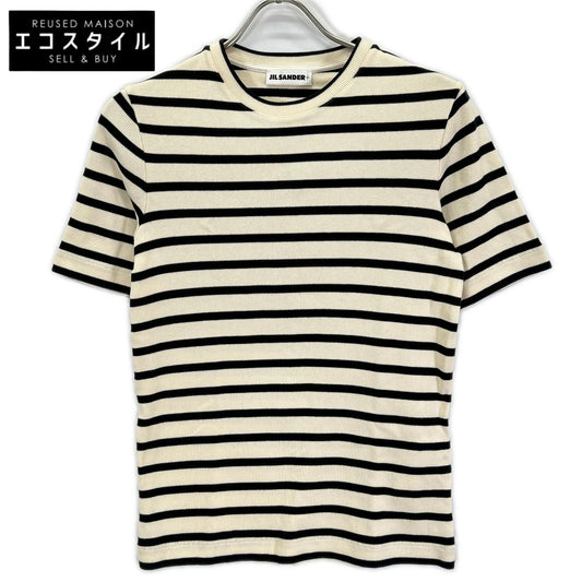 JIL SANDER+ ジルサンダープラス J04GC0111 ベージュ×ブラック ボーダー ニット トップス
