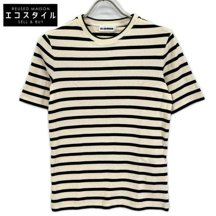 JIL SANDER+ ジルサンダープラス J04GC0111 ベージュ×ブラック ボーダー ニット トップス
