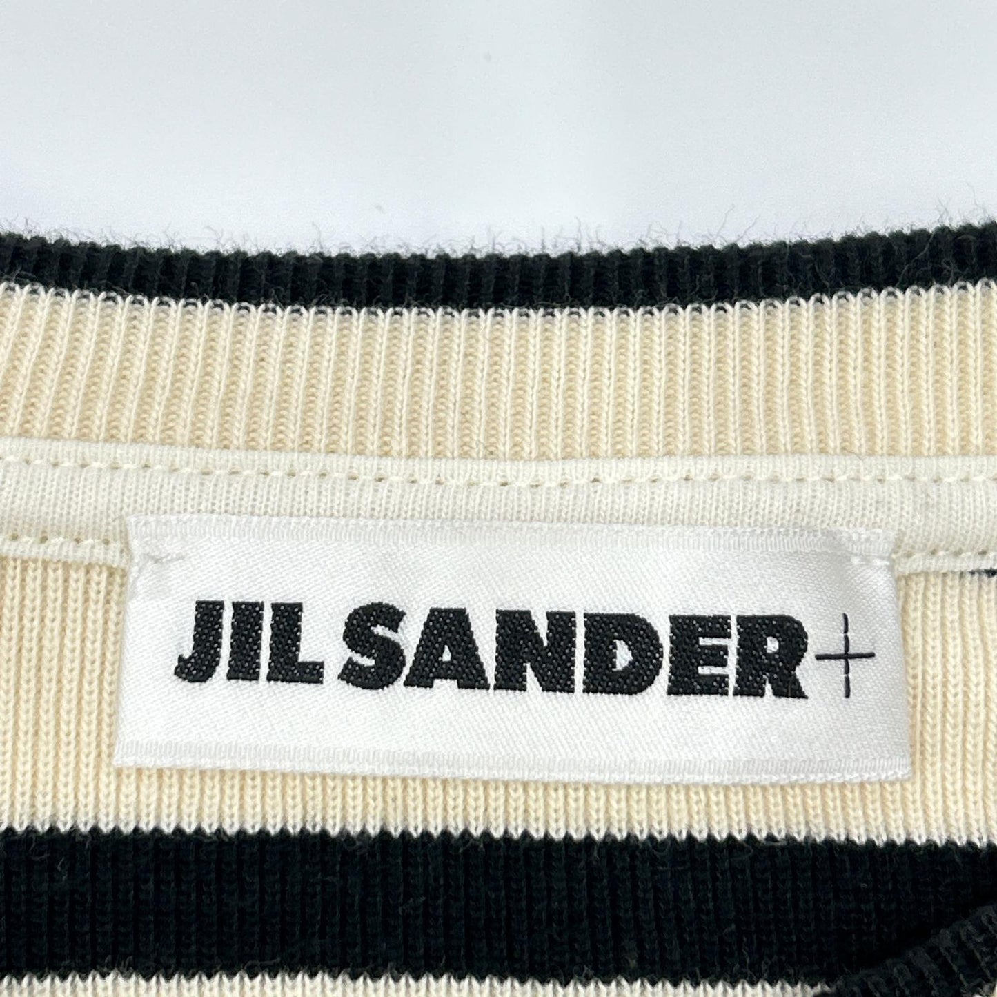JIL SANDER+ ジルサンダープラス J04GC0111 ベージュ×ブラック ボーダー ニット トップス