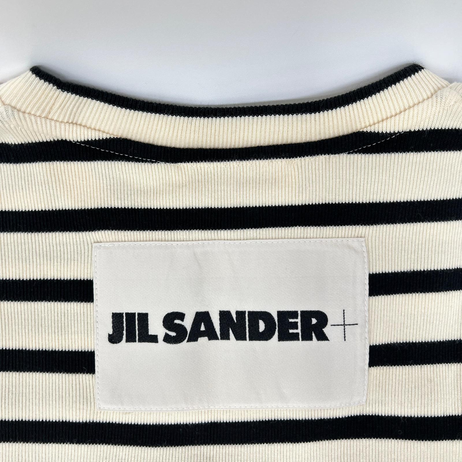 JIL SANDER+ ジルサンダープラス J04GC0111 ベージュ×ブラック ボーダー ニット トップス