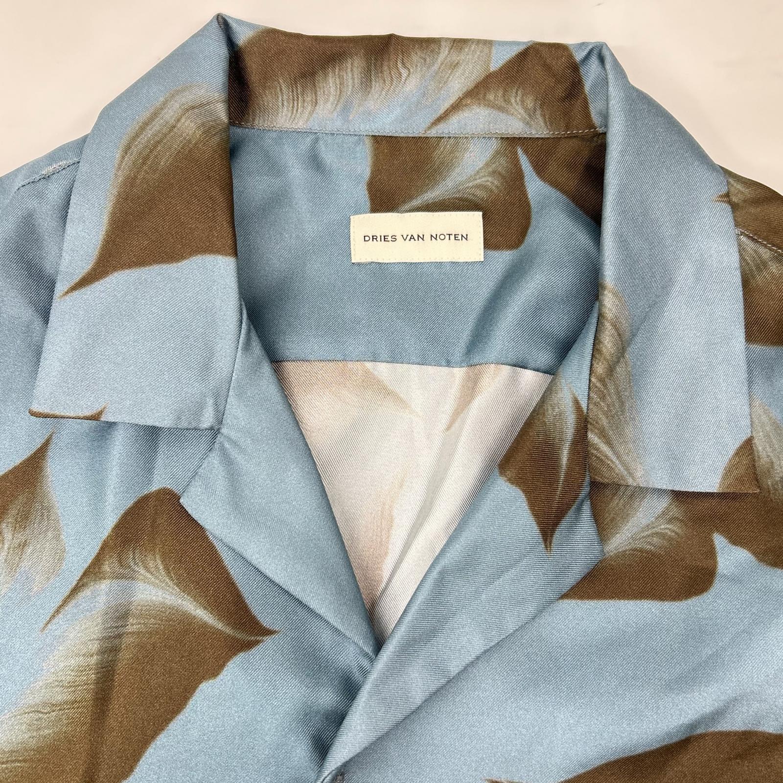 DRIES VAN NOTEN ドリスヴァンノッテン 【美品/25SS】スチールプリント シルク100％ オーバーサイズ 半袖シャツ トップス
