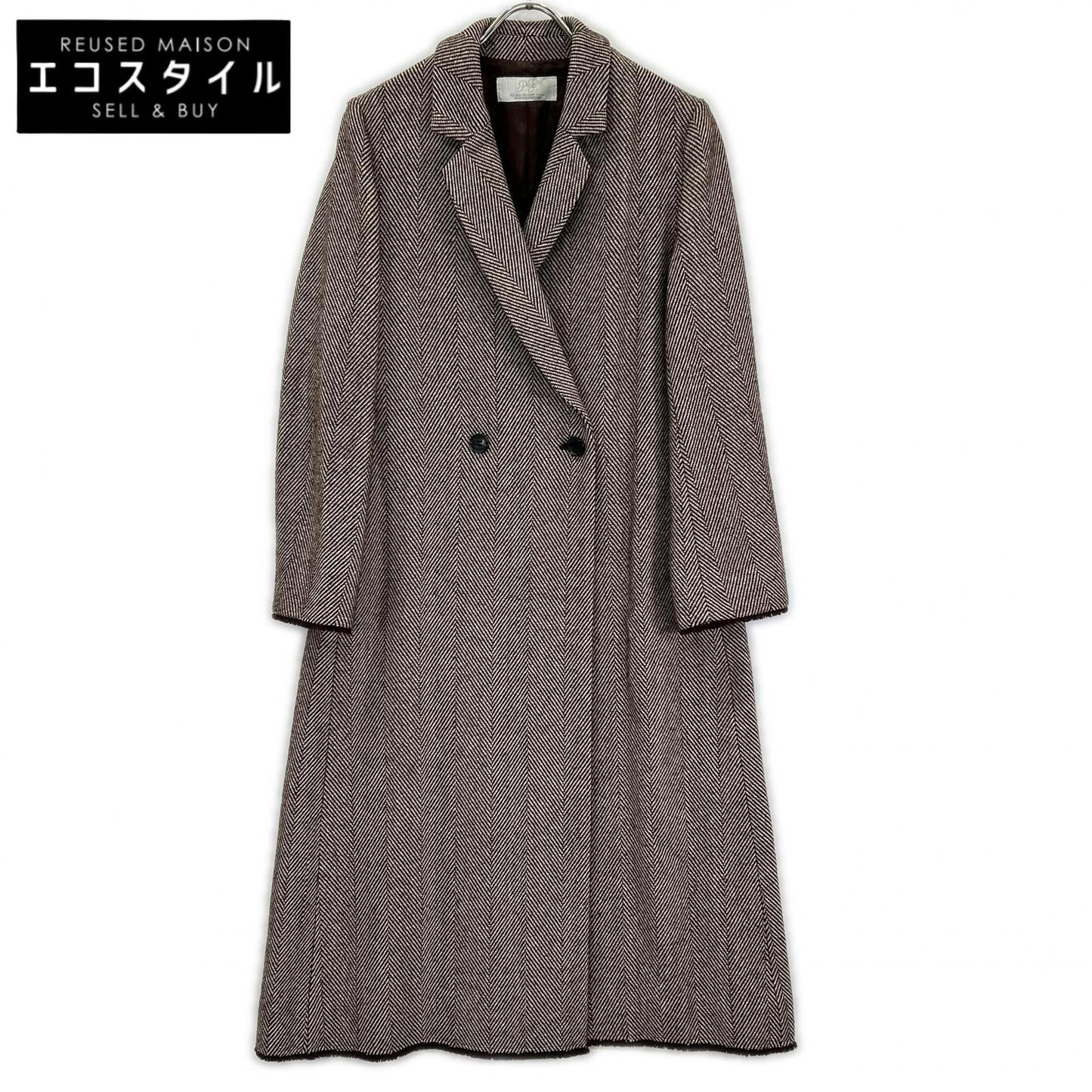 Plage プラージュ 18AW Brown Wool-Blend Herringbone Coat Coat