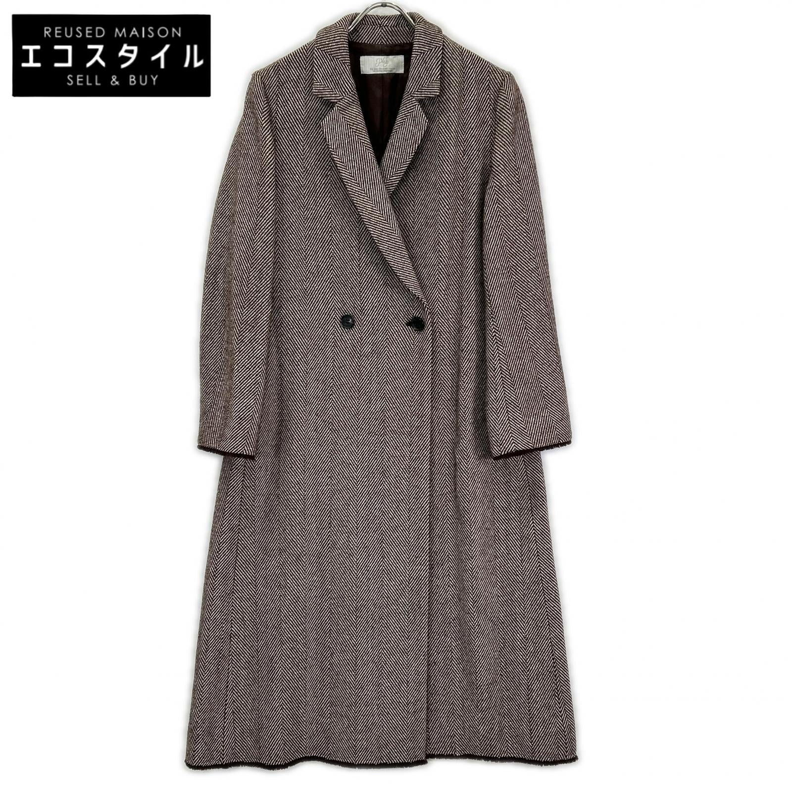 Plage プラージュ 18AW Brown Wool-Blend Herringbone Coat Coat