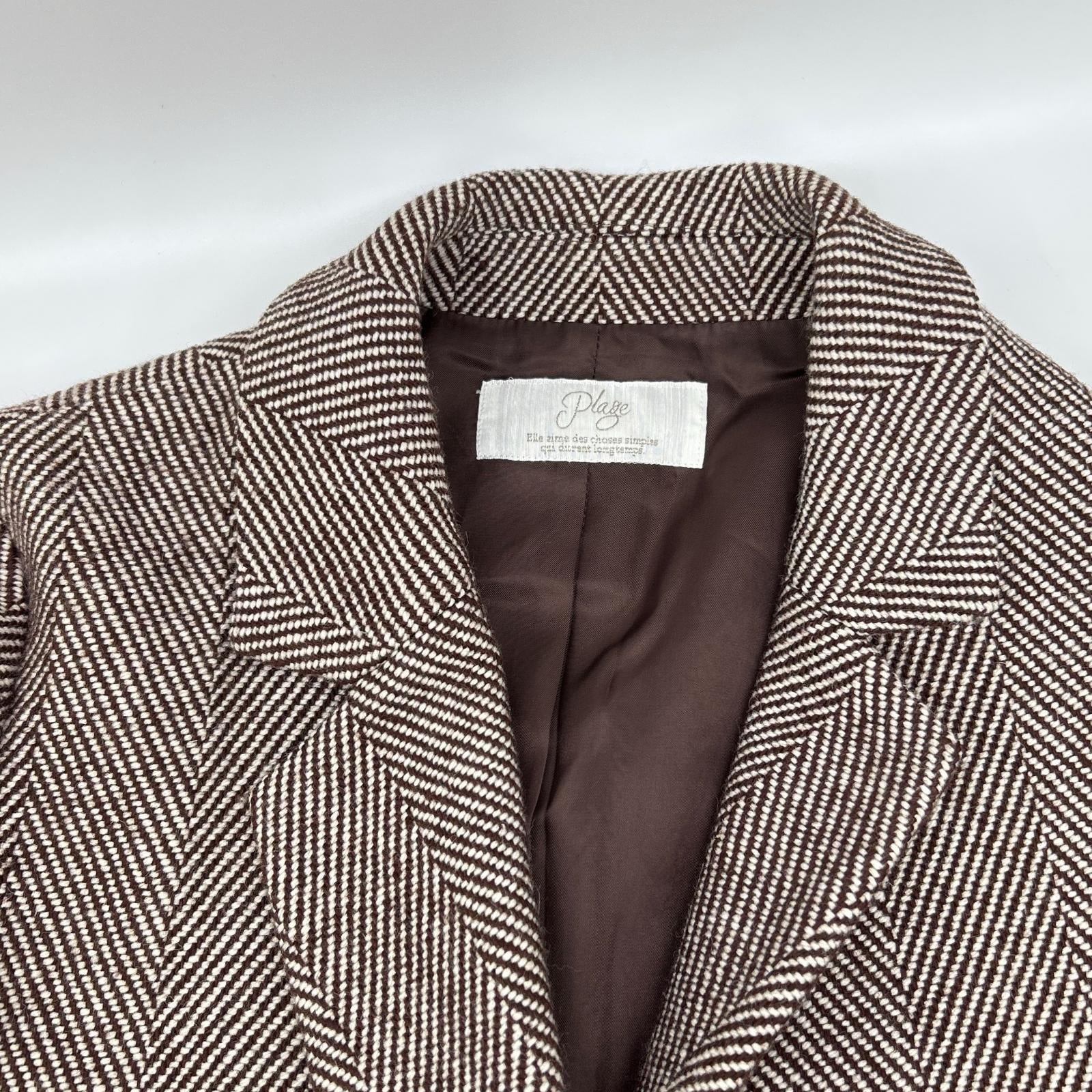 Plage プラージュ 18AW ブラウン ウール混 ヘリンボーン コート コート