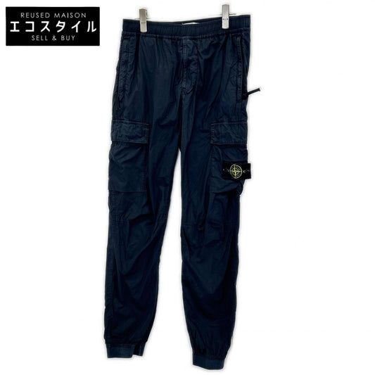 STONE ISLAND ストーンアイランド ネイビー ロゴパッチ付き テーパードカーゴパンツ ボトムス
