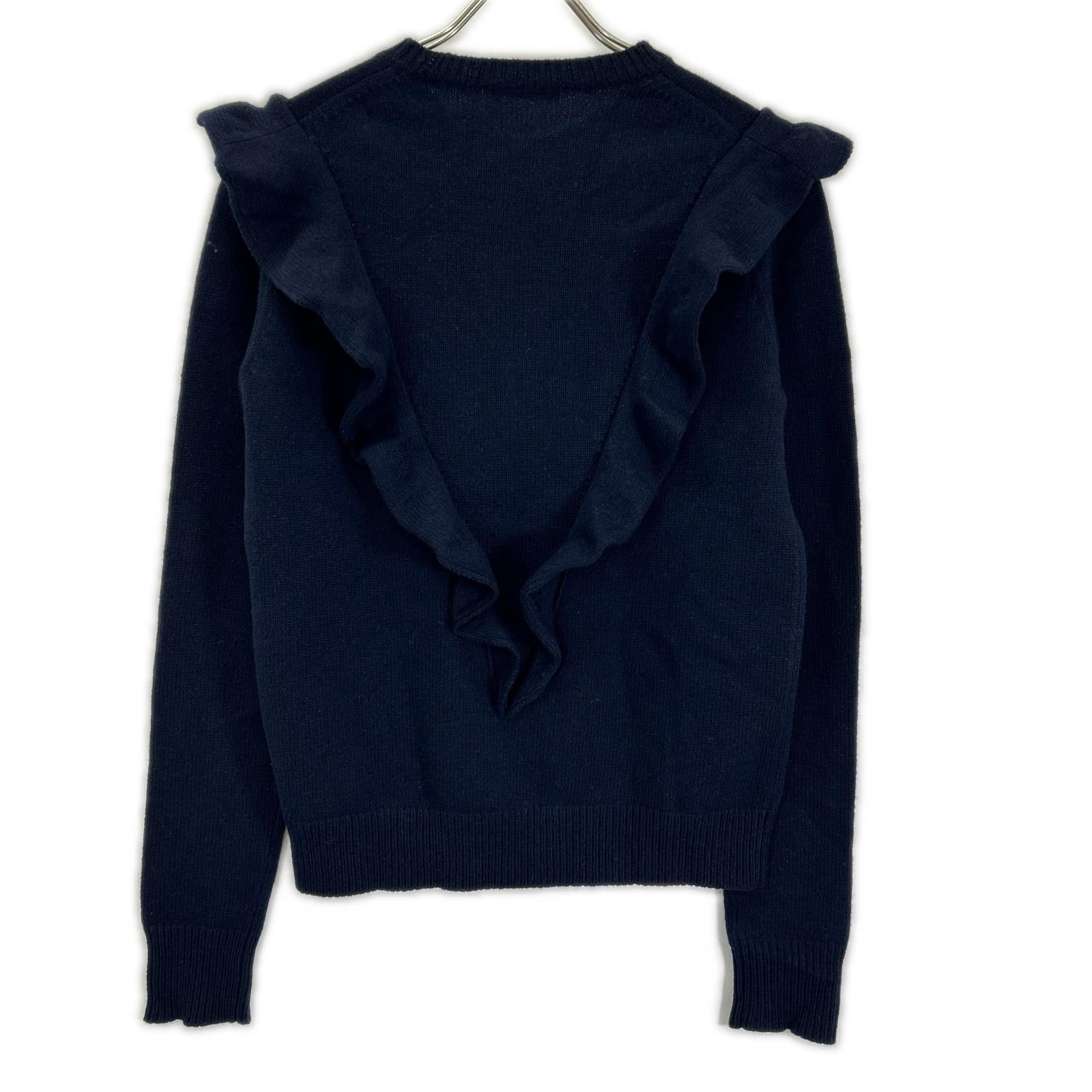 Chloe クロエ ネイビー カシミヤ100 フリルデザイン ニットトップス トップス