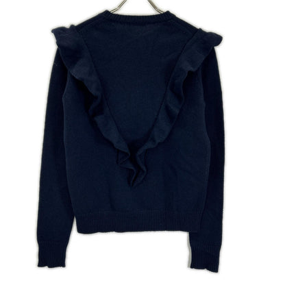 Chloe クロエ ネイビー カシミヤ100 フリルデザイン ニットトップス トップス