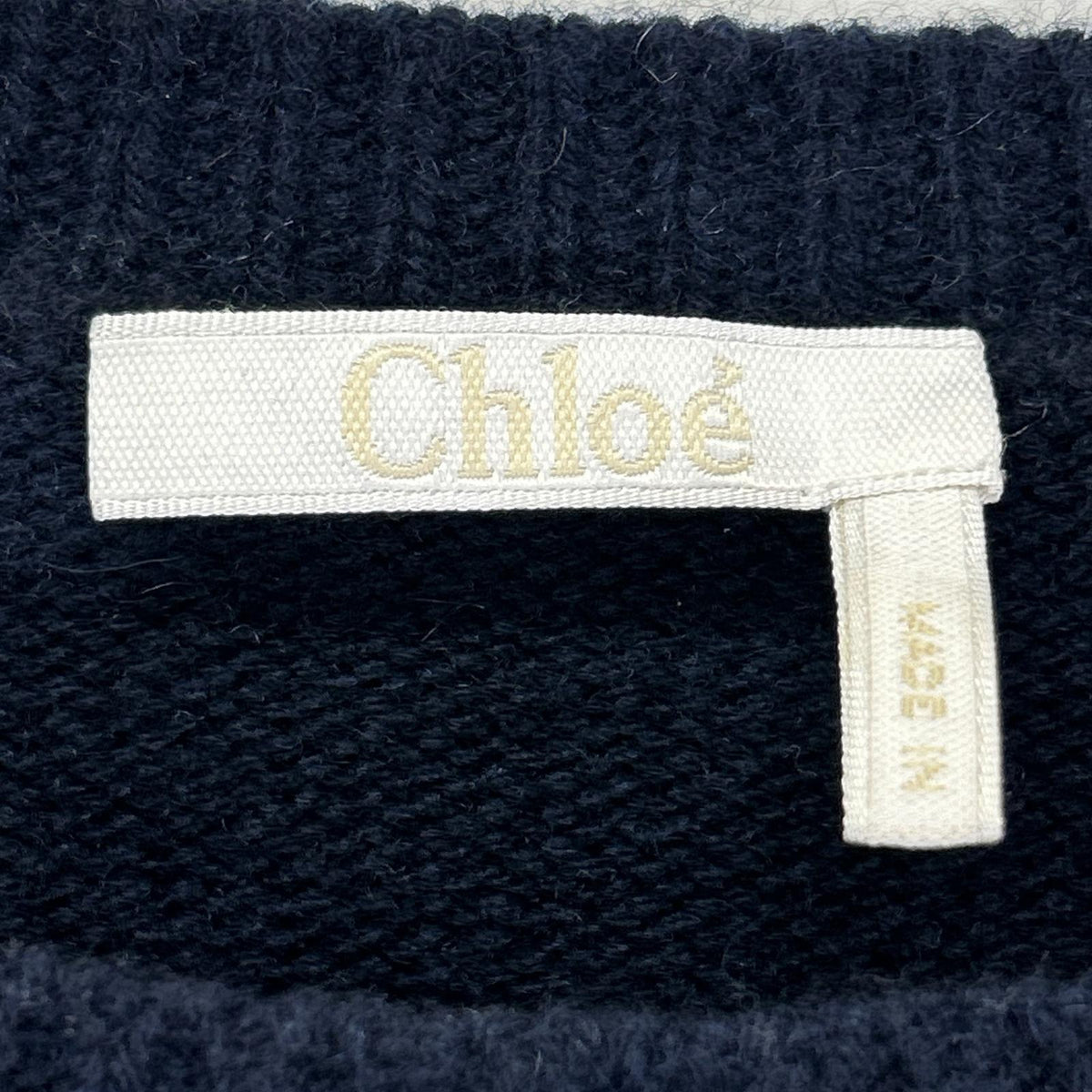 Chloe クロエ ネイビー カシミヤ100 フリルデザイン ニットトップス トップス