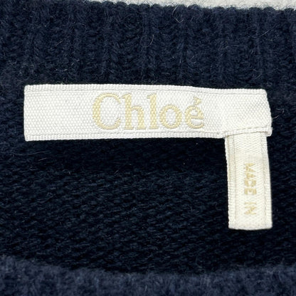 Chloe クロエ ネイビー カシミヤ100 フリルデザイン ニットトップス トップス