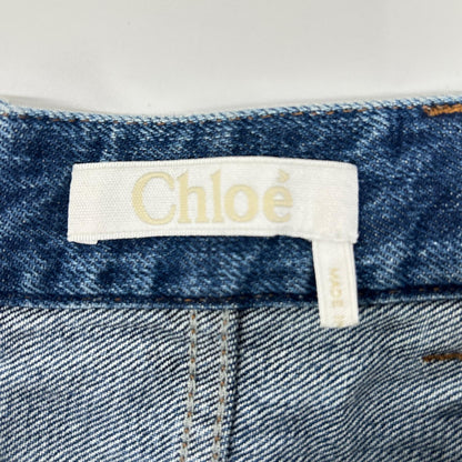 Chloe クロエ インディゴ 切り替え デニムフレアスカート スカート